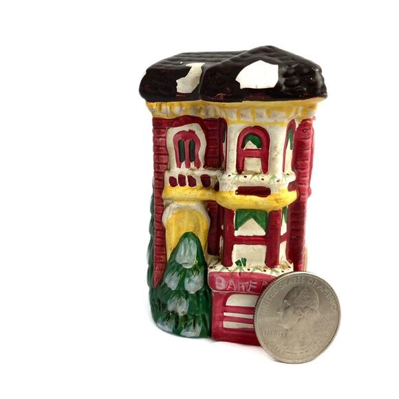 Vintage Christmas Village Ceramic Holiday Town Napkin Rings Two Sets of 4 rings - Picture 10 of 13